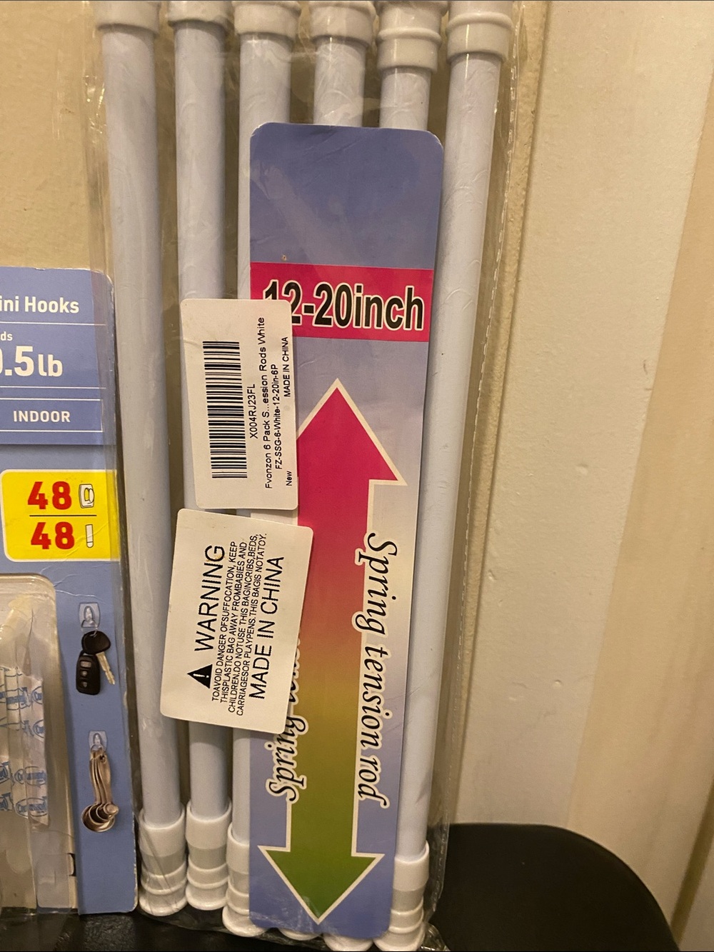 Command Clear Mini Hooks & White Spring Tension Rods - Picture 3 of 3